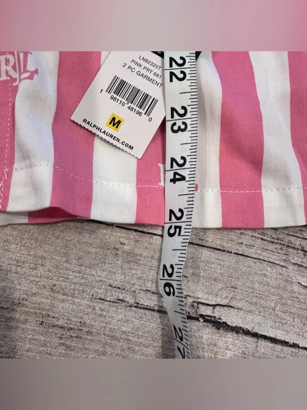 NWT Ralph Lauren Pink & White Striped 2 Piece Cotton Blend Pajama Set Size Med - Picture 8 of 12